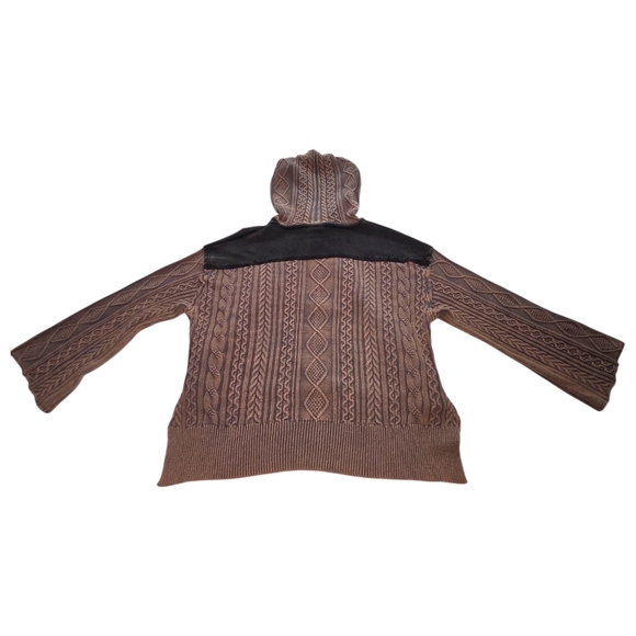 POL Rebel Lace Up Knit Hoodie Mineral Wash Brown Black Small NWOT - Picture 16 of 16